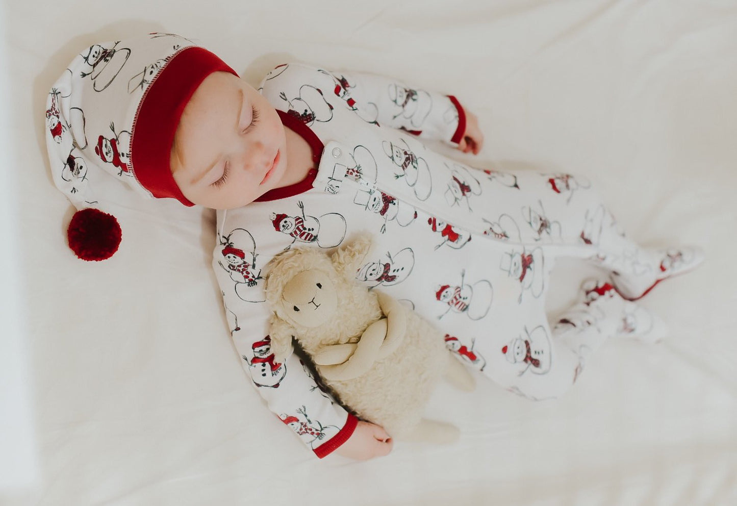Holiday 2-Way Zipper Footie & Cap Set | Snow Day