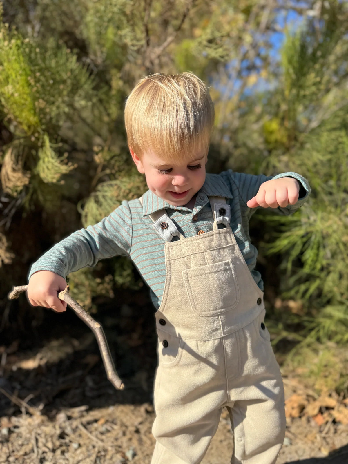 Gentry Woven Overalls | Beige Moleskin