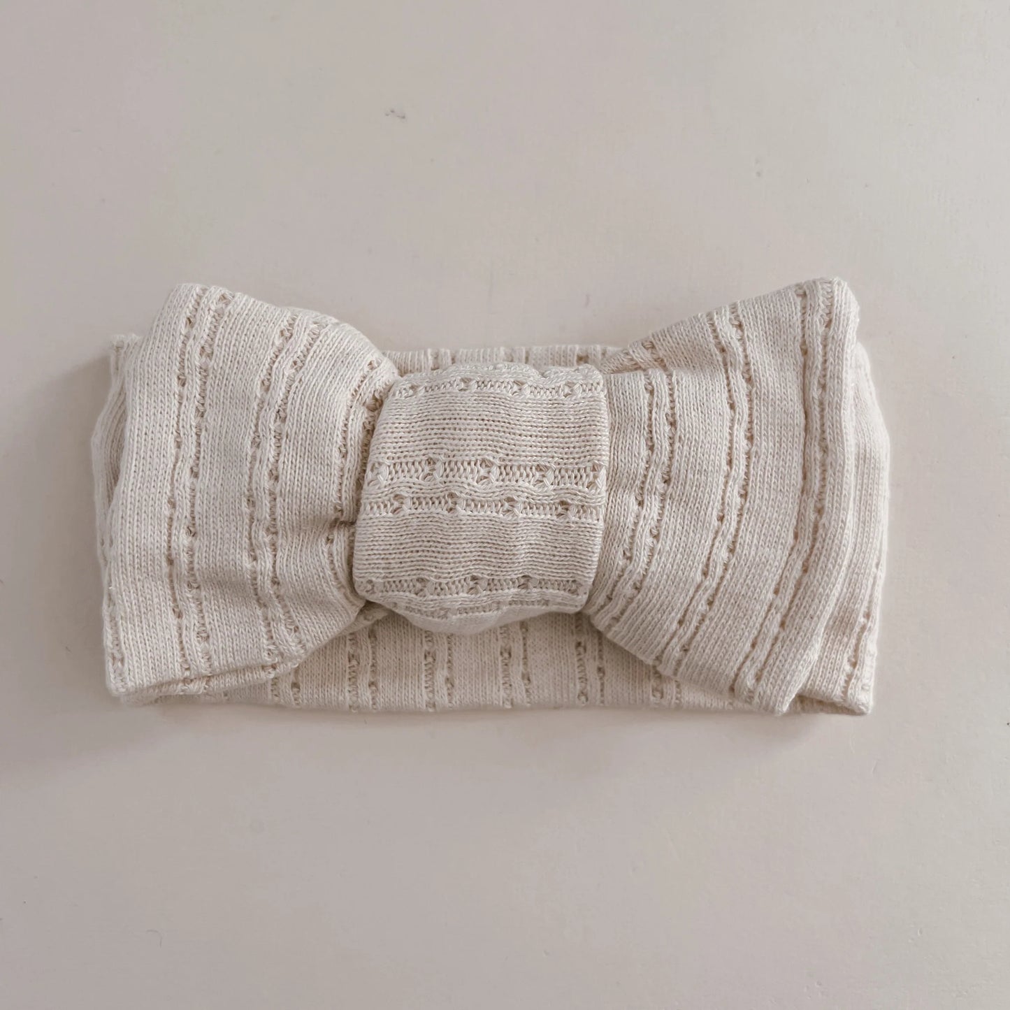 Pointelle Bow Headband | Cream