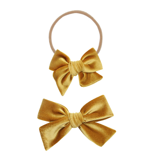 Honey Velvet Bow | Nylon Headband