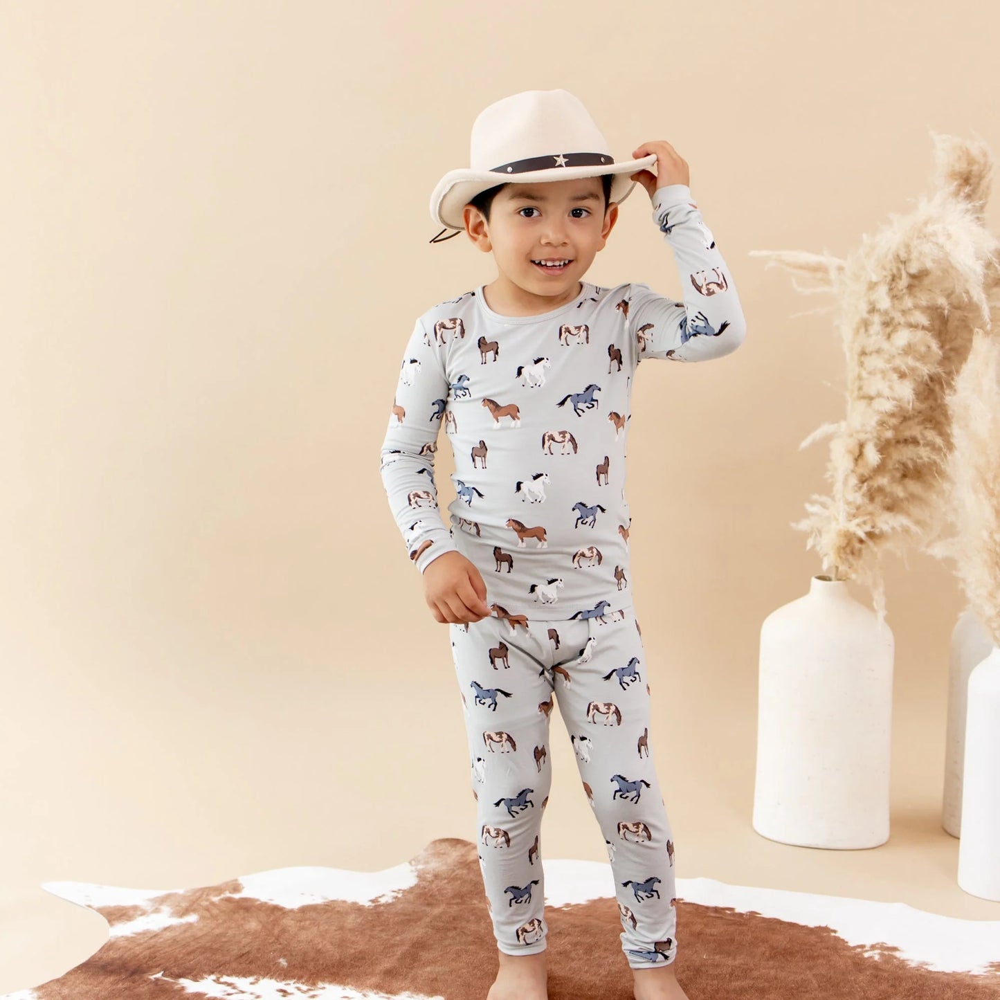 Bamboo Cotton Long Sleeve Pajama Set | Horse