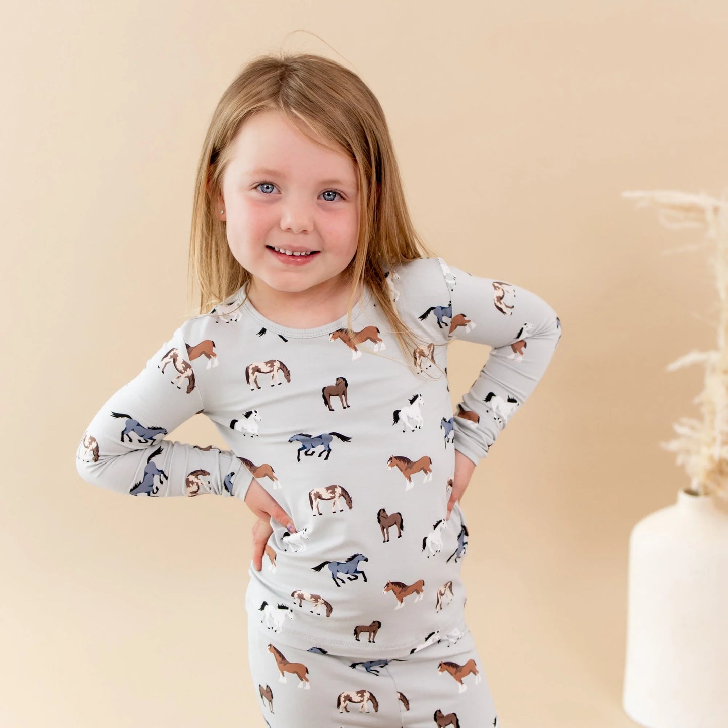 Bamboo Cotton Long Sleeve Pajama Set | Horse