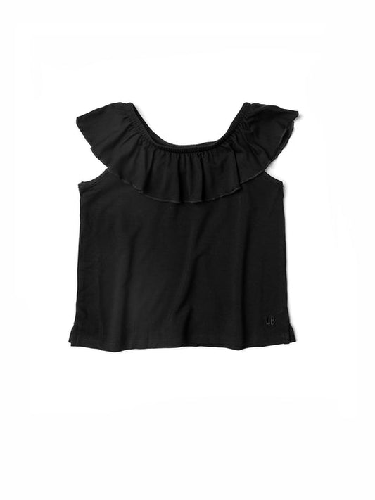 Ruffle Bamboo Top | Black
