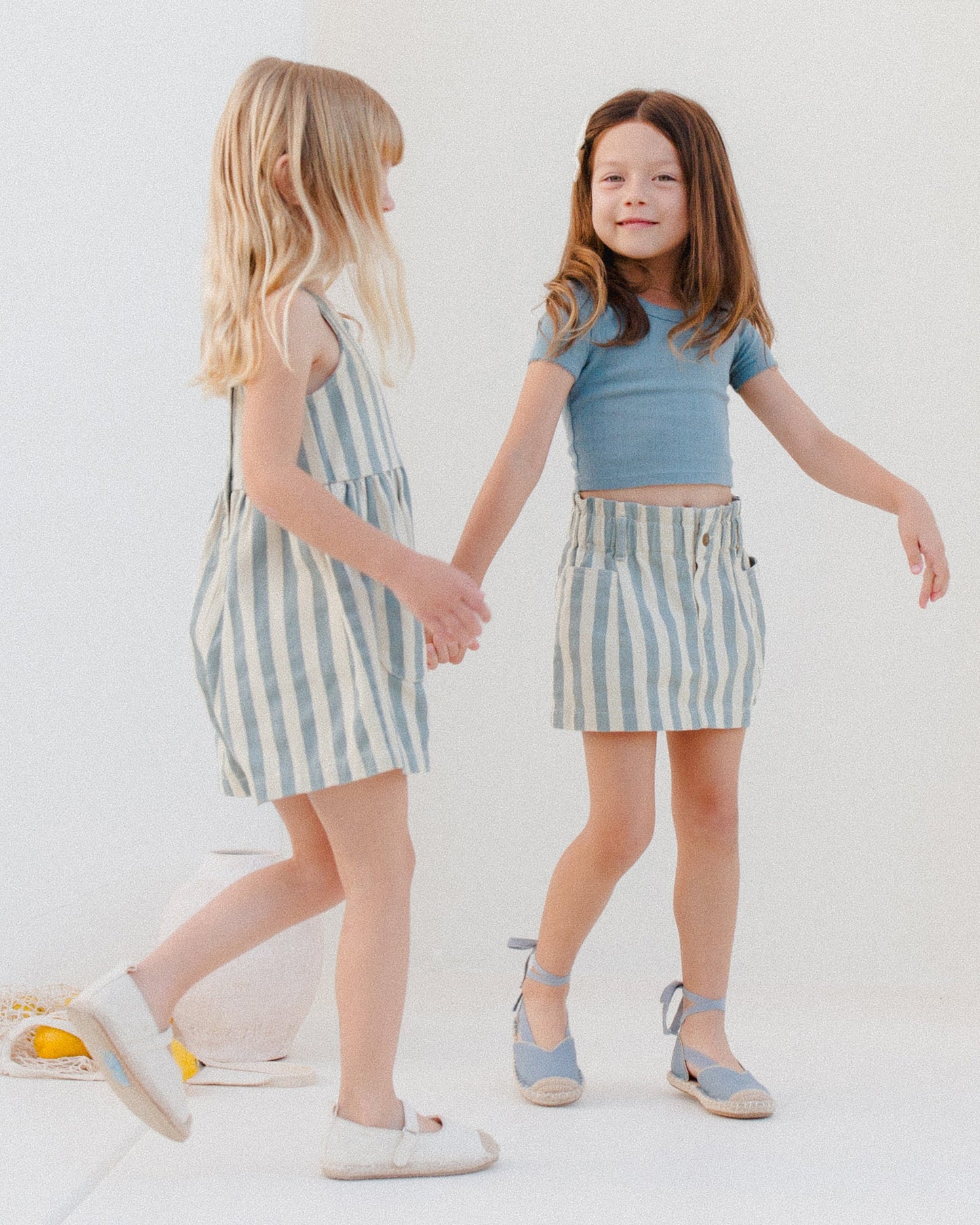 Denim Mini Skirt || Ocean Stripe