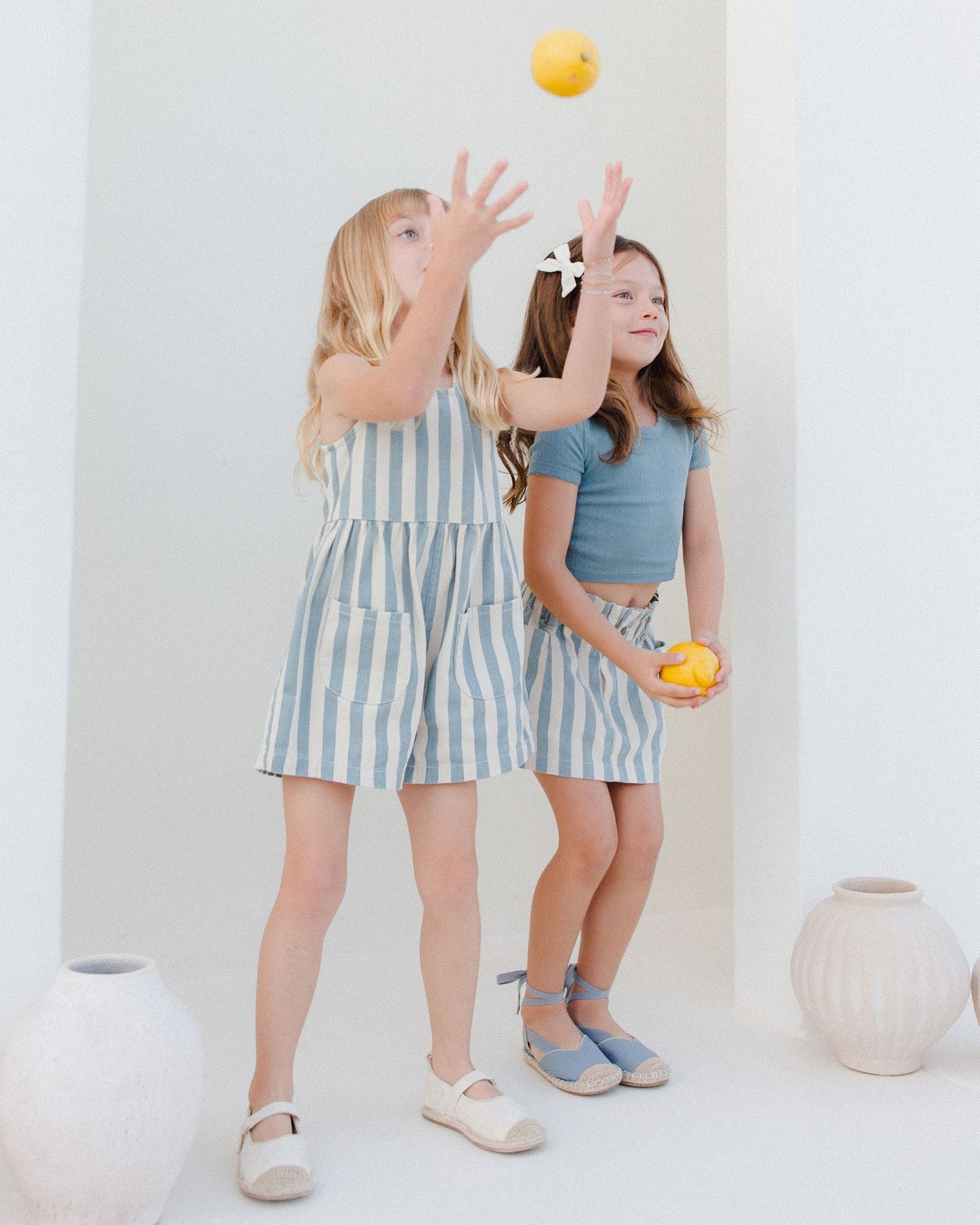 Denim Mini Skirt || Ocean Stripe