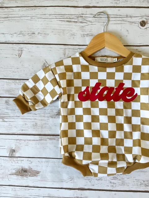 Baggy Sweatshirt Romper | State Mustard Check