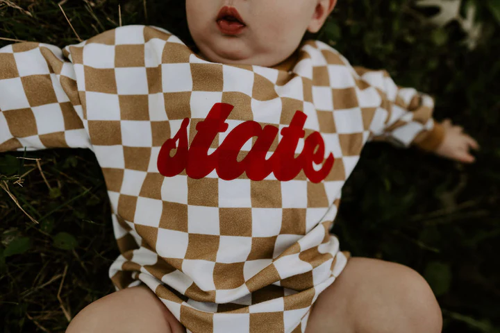 Baggy Sweatshirt Romper | State Mustard Check