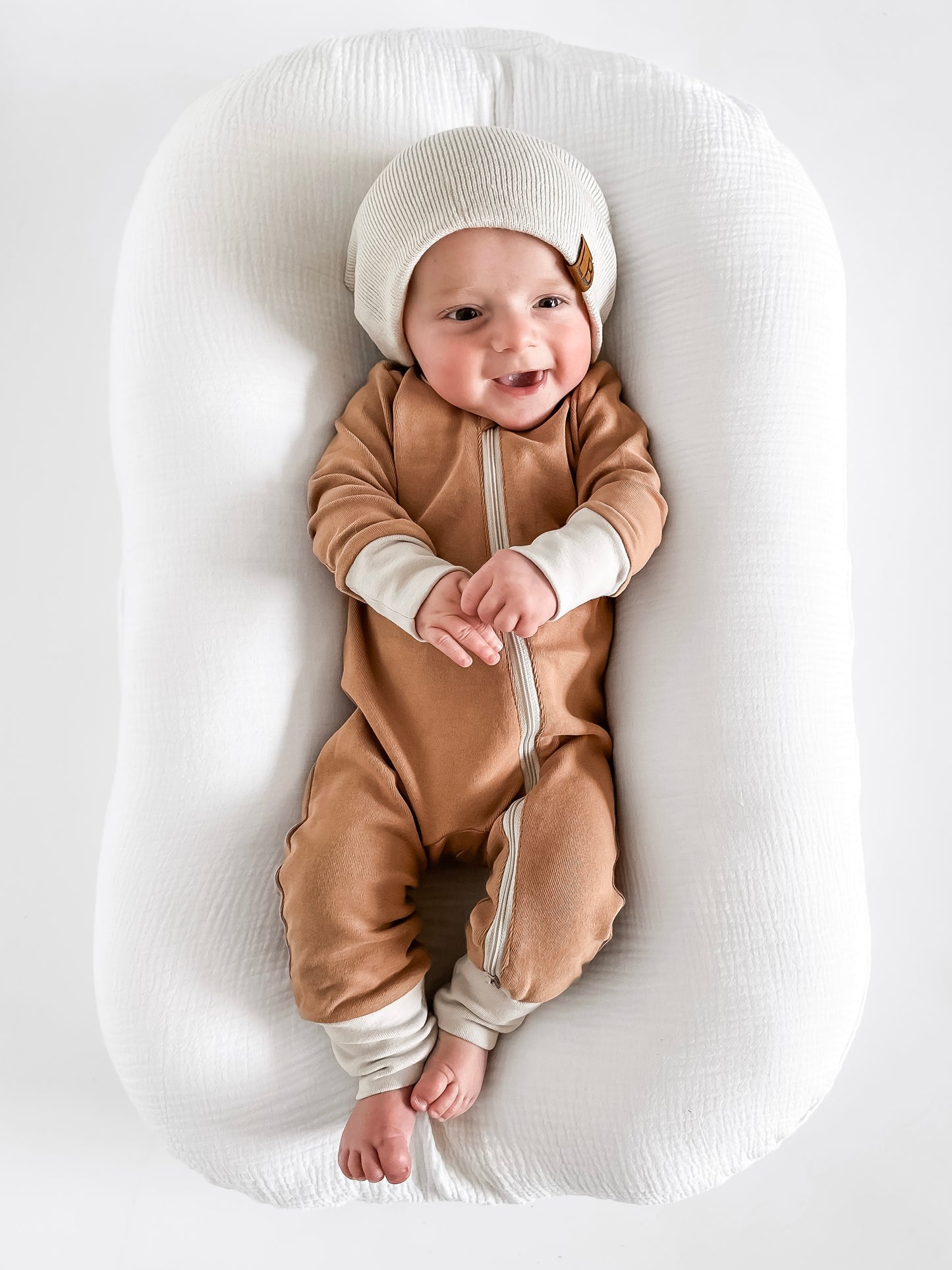 2-Way Zip Romper | Nutmeg