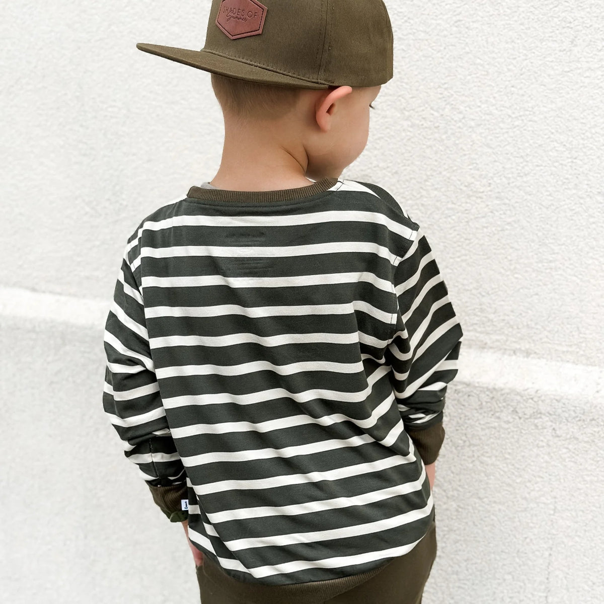 French Terry Pullover | Green Stripe with Brave