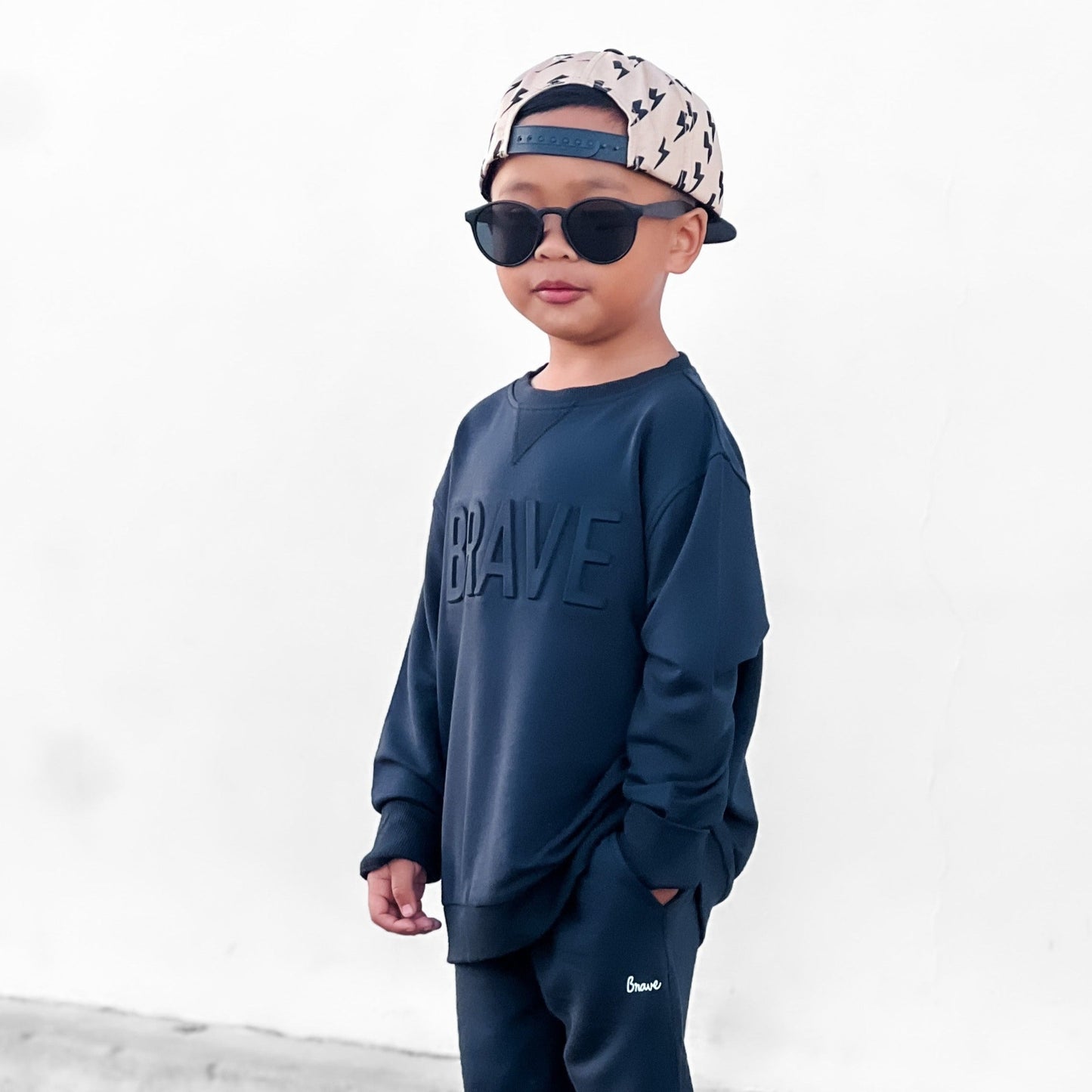 French Terry Pullover | Jet Black with Embossed BRAVE