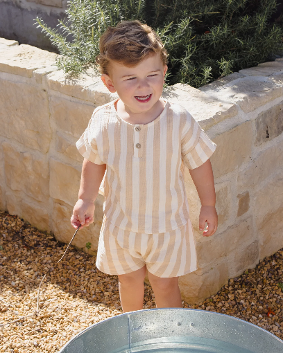 Woven Boxy Top + Short Set || Summer Stripe