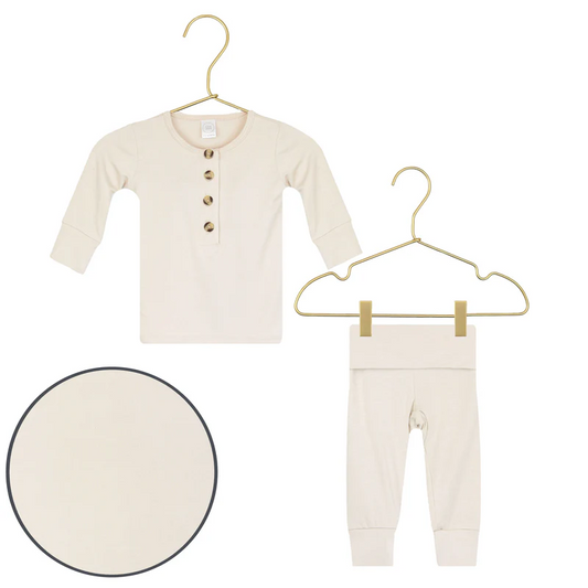 Winnie Top and Bottom Set & Duke Ribbed Top Knot Hat (6-12M)