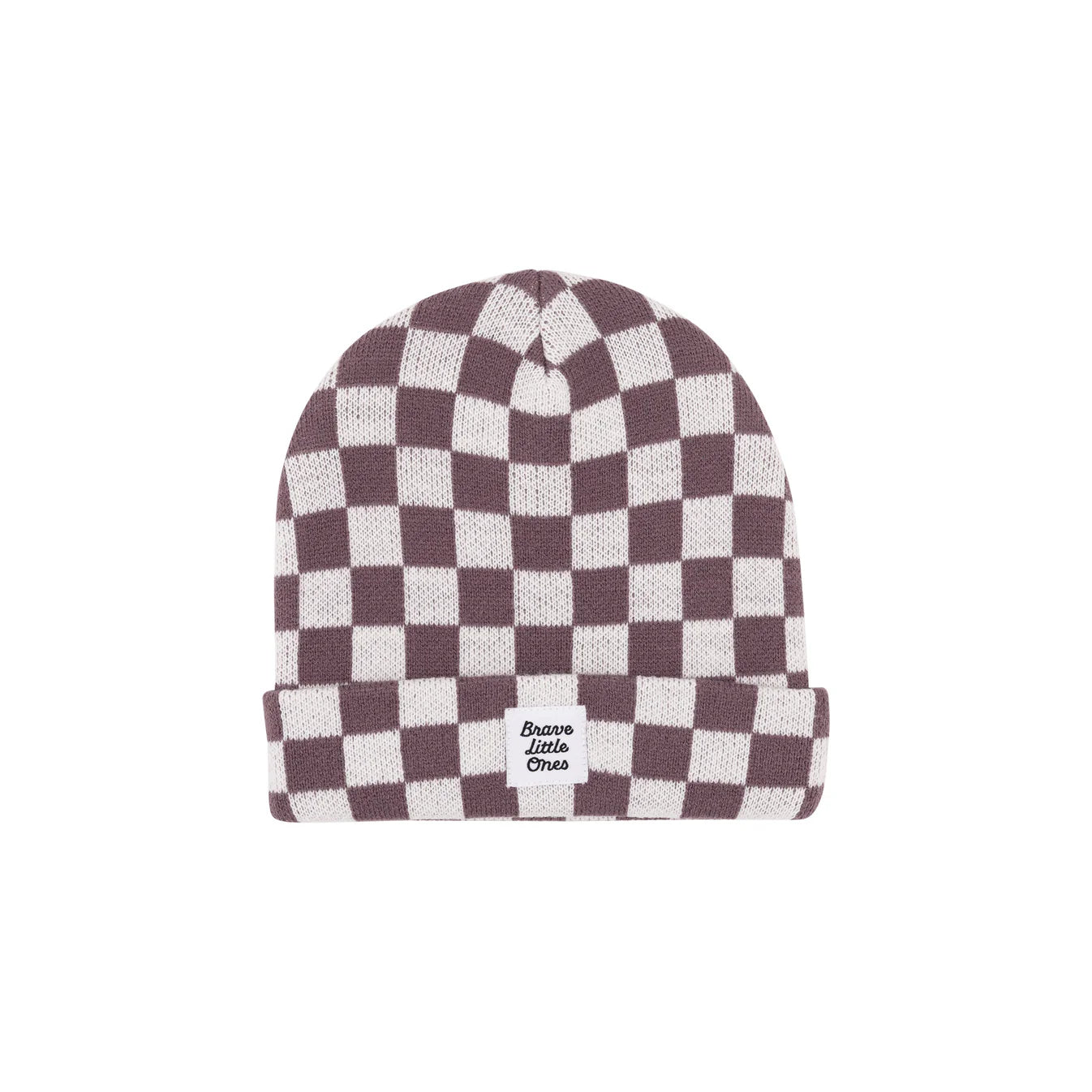 Knit Beanie | Plum Checkered