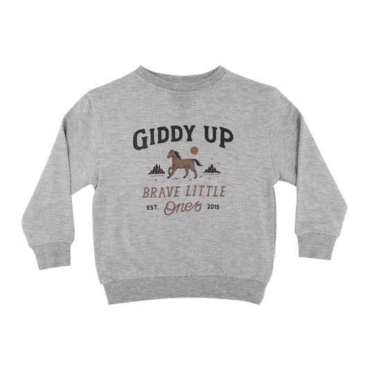Giddy Up Bamboo French Terry Pullover | Dark Heather Gray