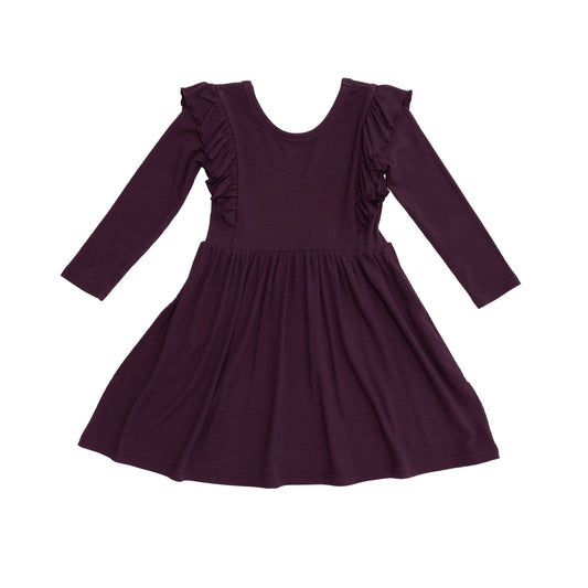Ruffle Long Sleeve Dress | Mulberry (Small Ribbed)