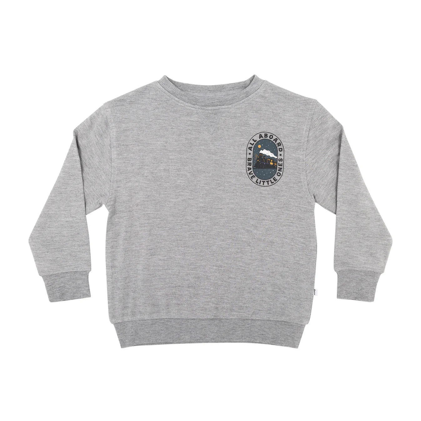 All Aboard Train Bamboo French Terry Pullover | Dark Heather Gray