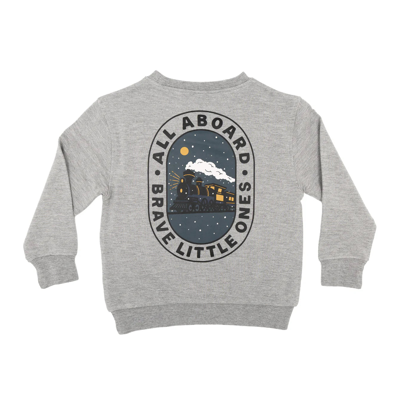 All Aboard Train Bamboo French Terry Pullover | Dark Heather Gray