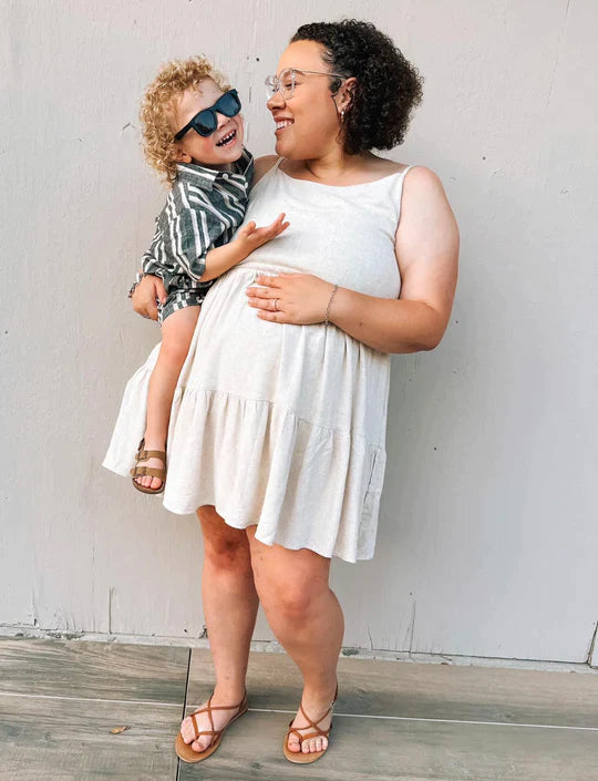 Women's Linen Tiered Dress | Sand