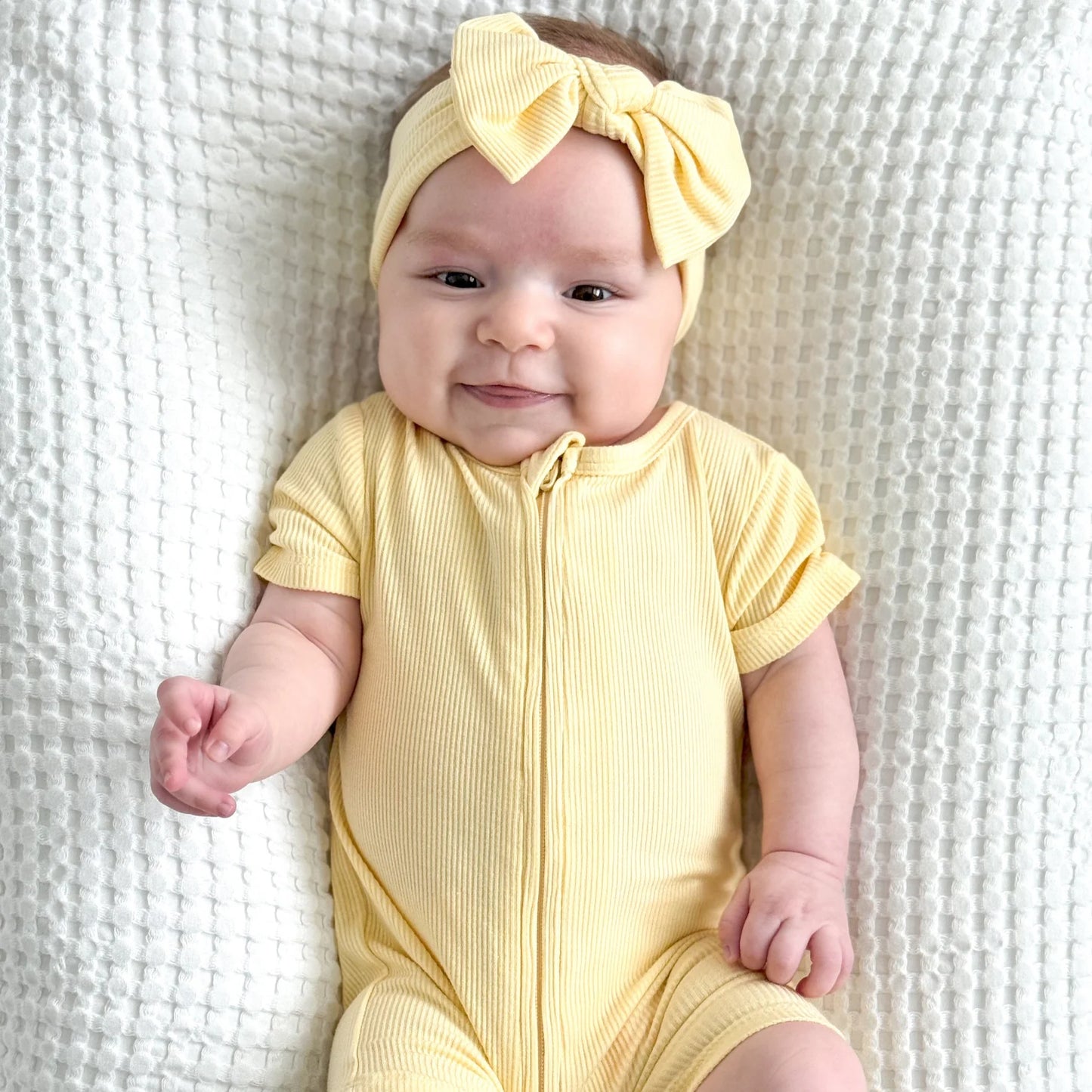 Bamboo Summer Zip Romper | Lemon Yellow