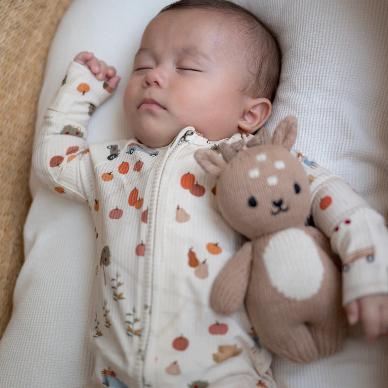 Bamboo Sleeper w/ Fold-Over Feet | Pumpkin Patch (Ribbed)