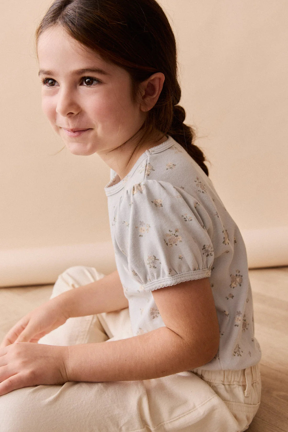 Alba Shorts & Petite Fleur Blue Puff Sleeve Tee Set (6-7Y)