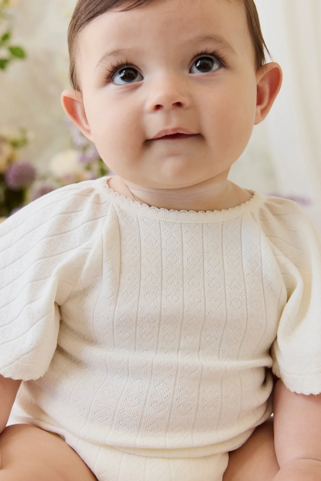 Josephine Playsuit | Sweet Heart Pointelle Parchment