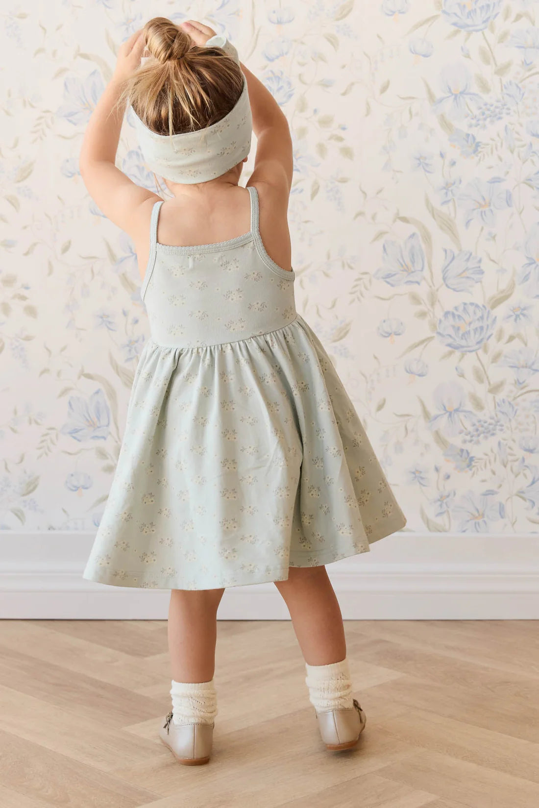 Organic Cotton Samantha Dress | Rose Floral Smoke