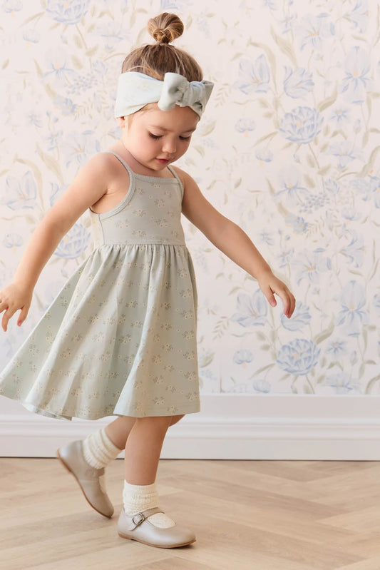 Organic Cotton Samantha Dress | Rose Floral Smoke