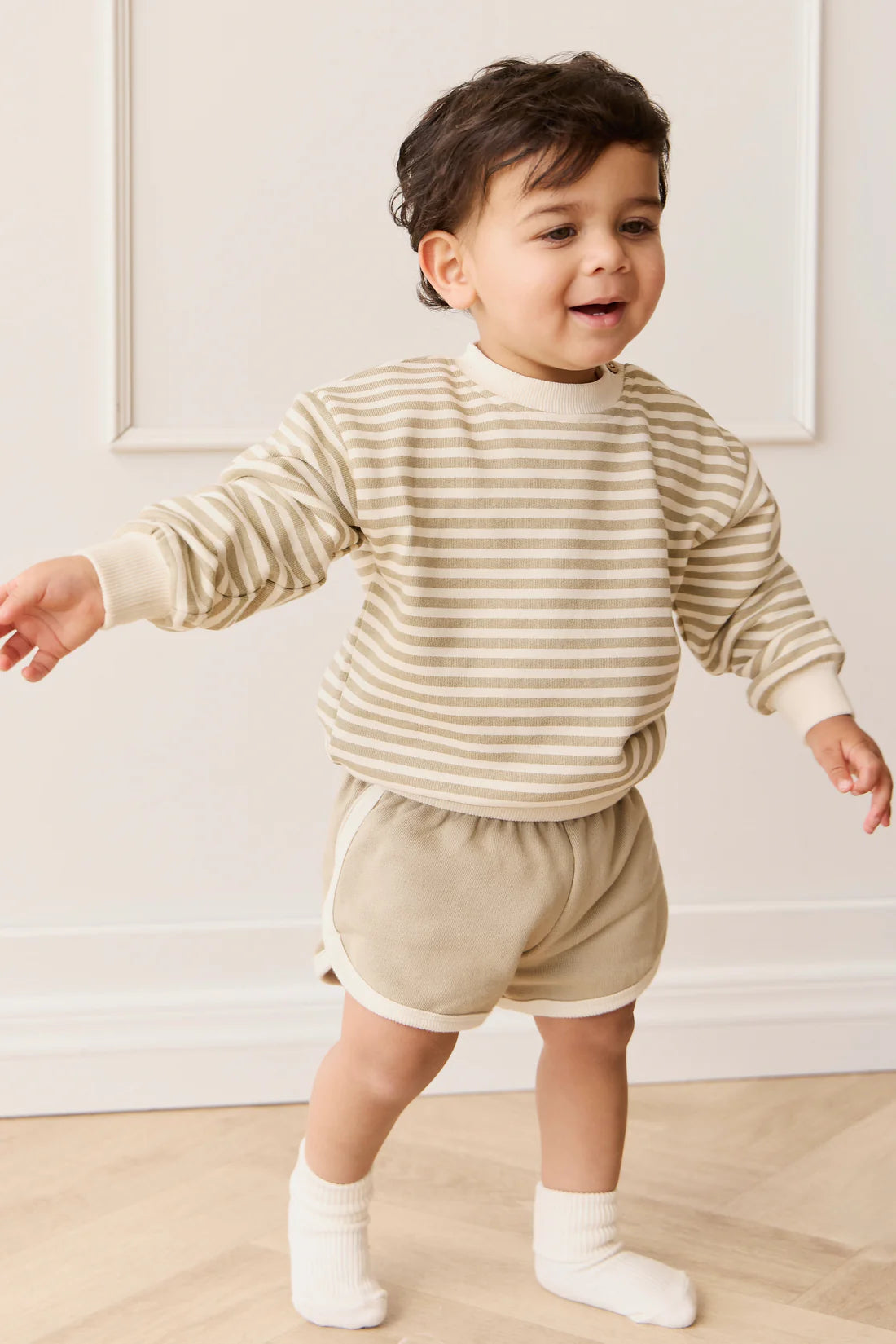 Peyton Sweatshirt | Slim Stripe Sandy Brown/Cloud