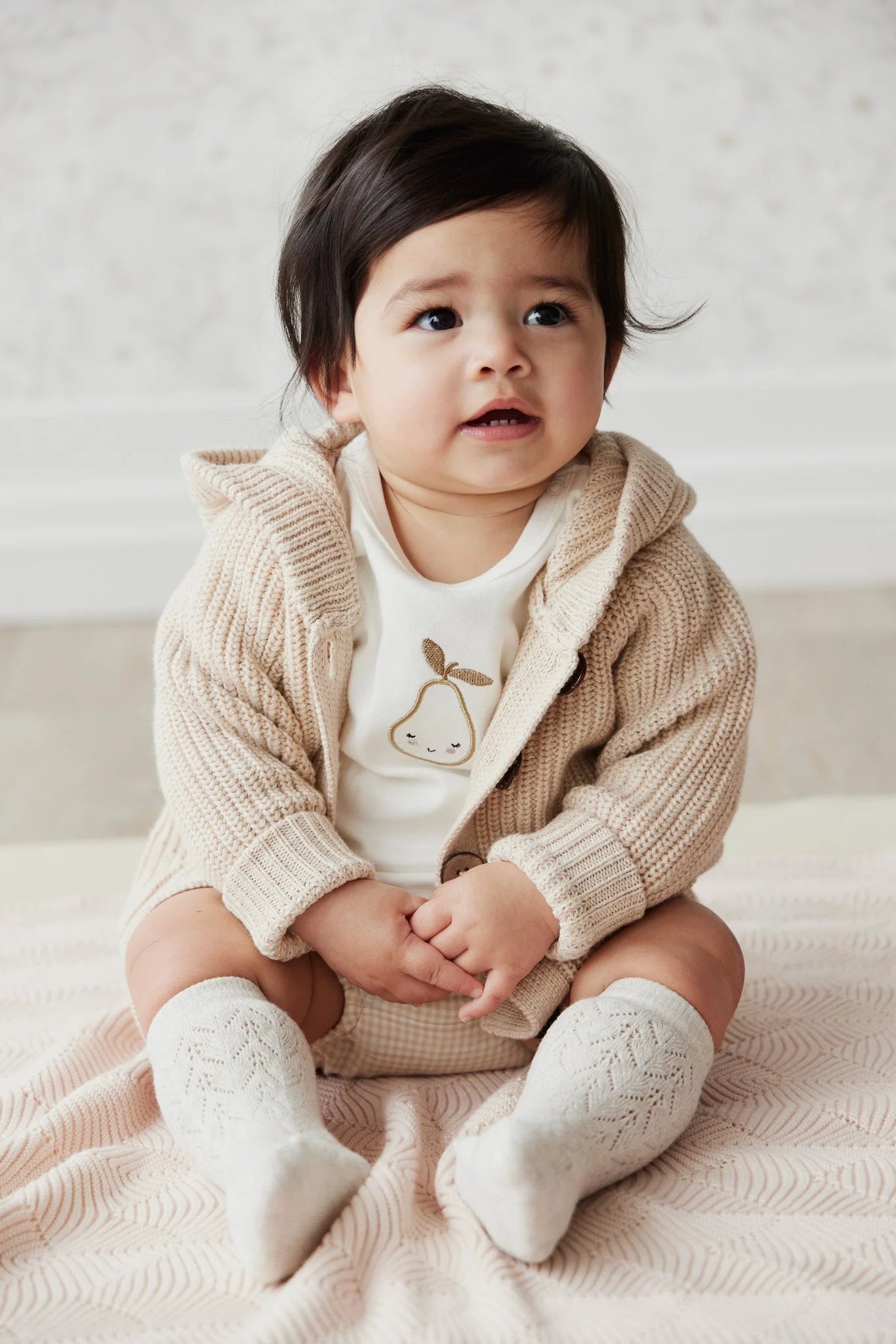 Cable Weave Knee High Sock | Milk