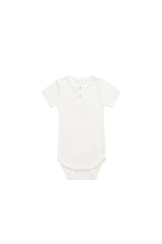 Modal Darcy Rib Henley Tee Bodysuit | Milk