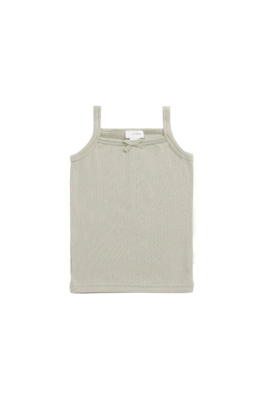 Organic Cotton Fine Rib Singlet | Mist