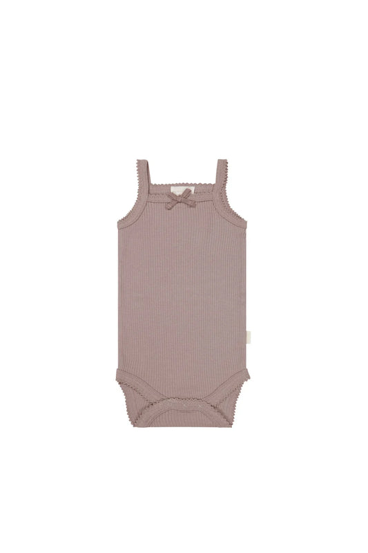 Organic Cotton Modal Singlet Bodysuit | Mauve Shadow