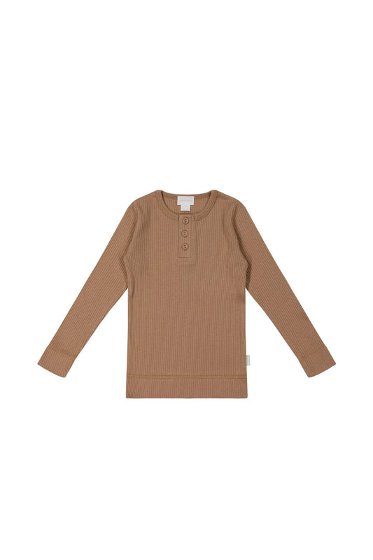 Modal Long Sleeve Henley | Cavern Clay