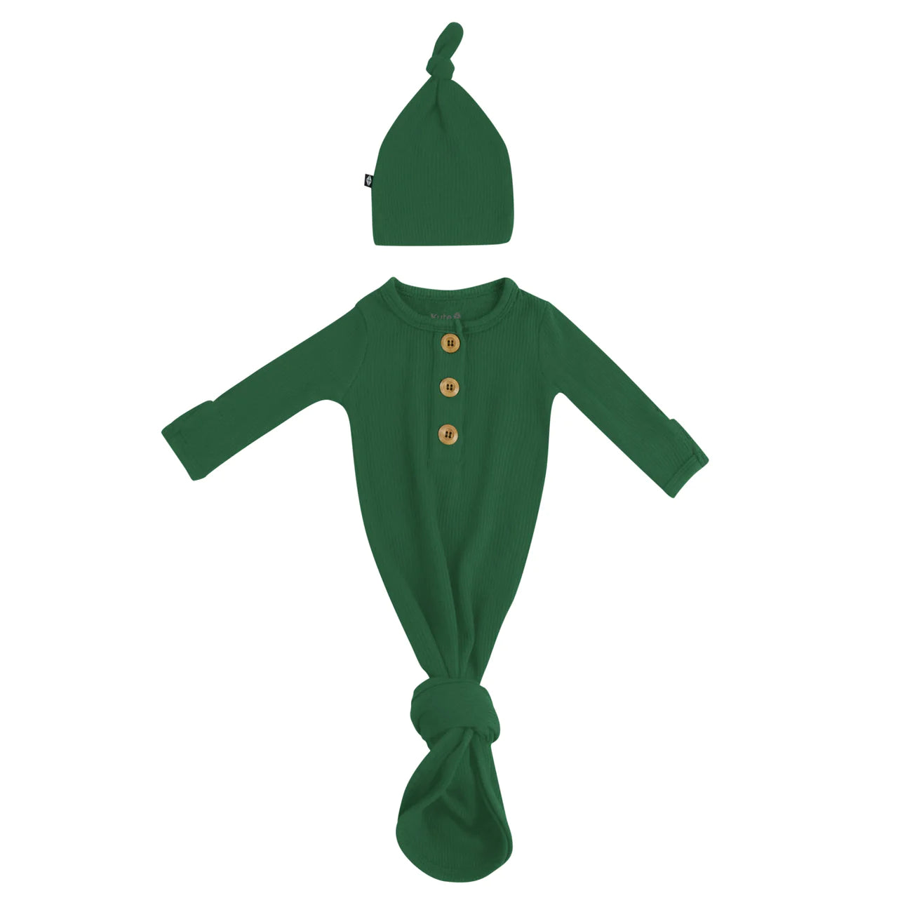 Ribbed Knotted Gown with Hat Set | Forest