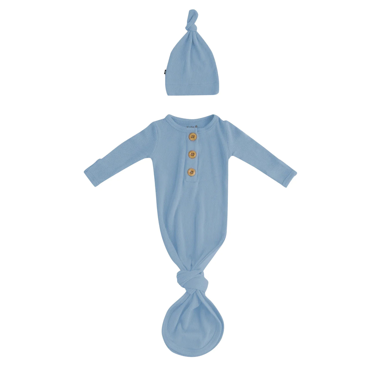 Ribbed Knotted Gown with Hat Set | Slate