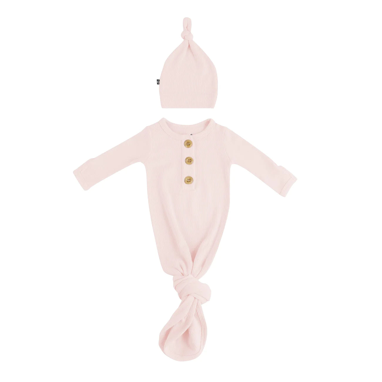 Ribbed Knotted Gown with Hat Set | Blush