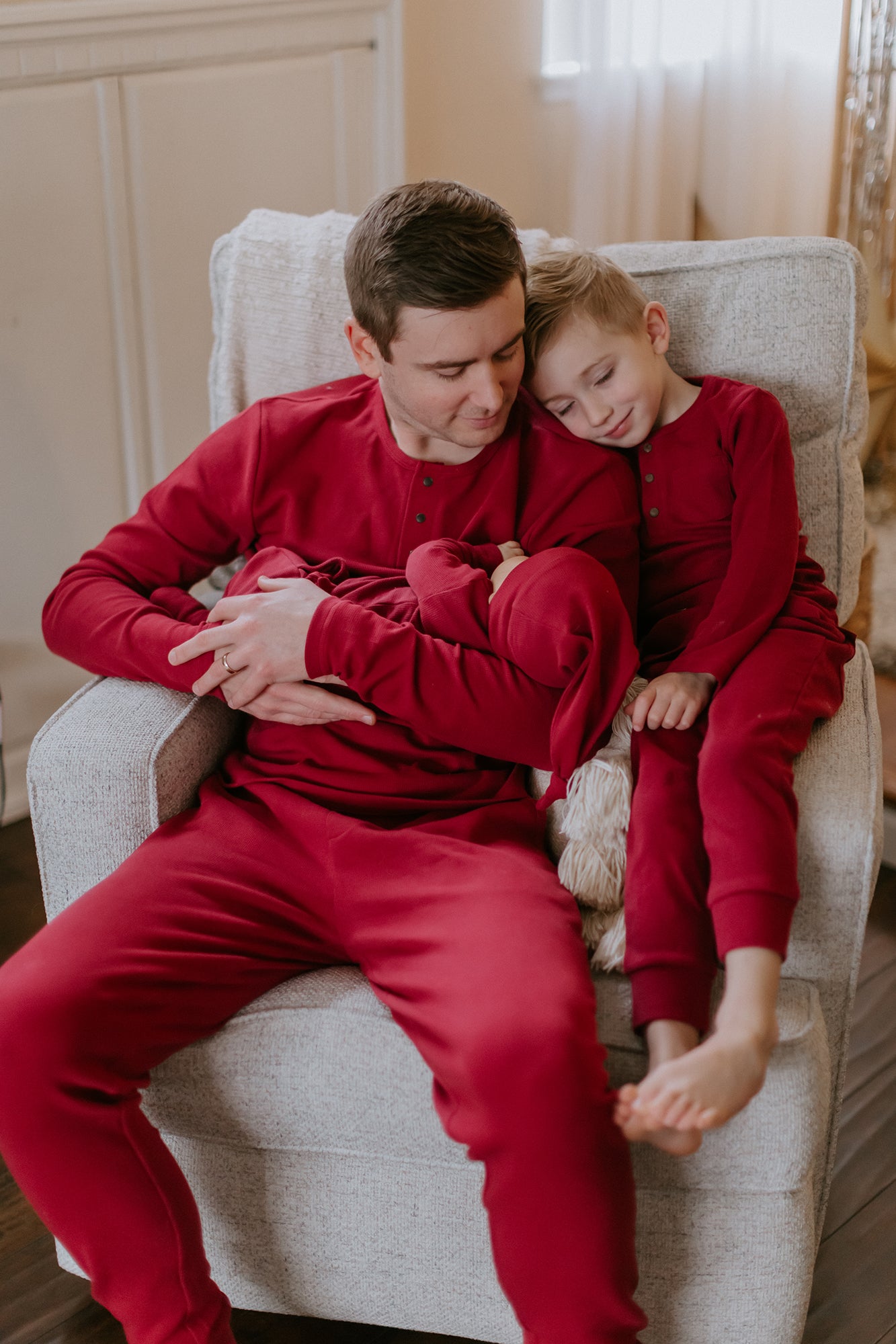 Kids' Organic Thermal Henley & Jogger Set | Crimson