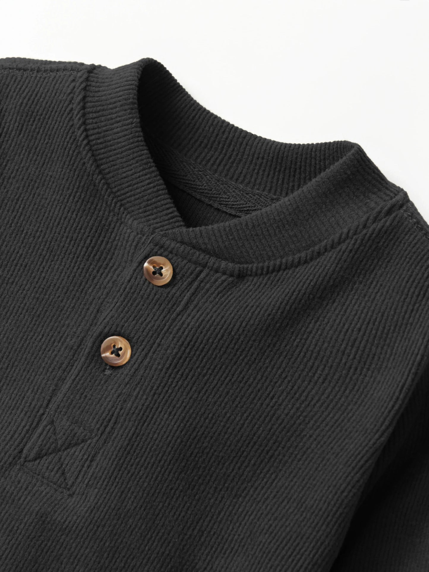 Ribbed Henley | Black
