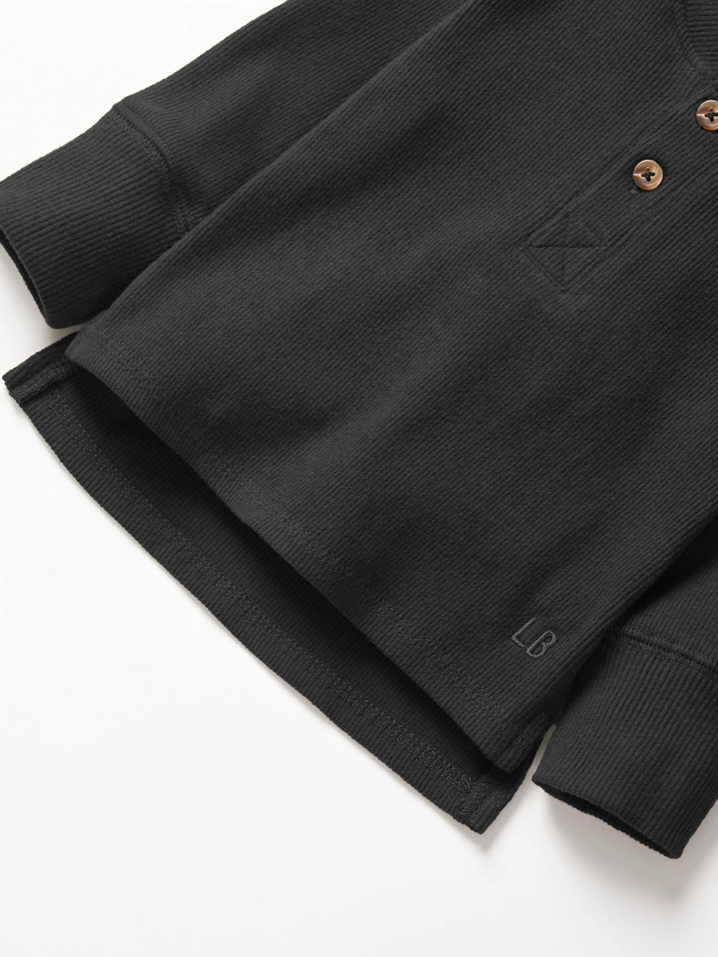 Ribbed Henley | Black