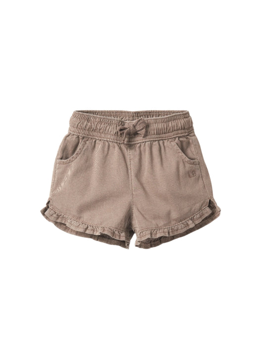 Ruffle Cotton Twill Short | Mushroom
