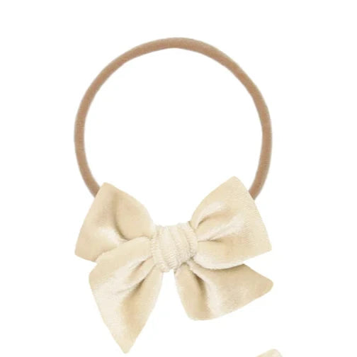 Latte Velvet Bow | Nylon Headband