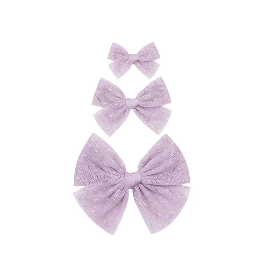 Tulle Bow | Lavender Dot Clip