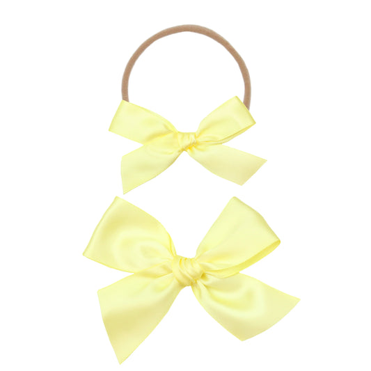 Lemon Satin Bow | Nylon Headband