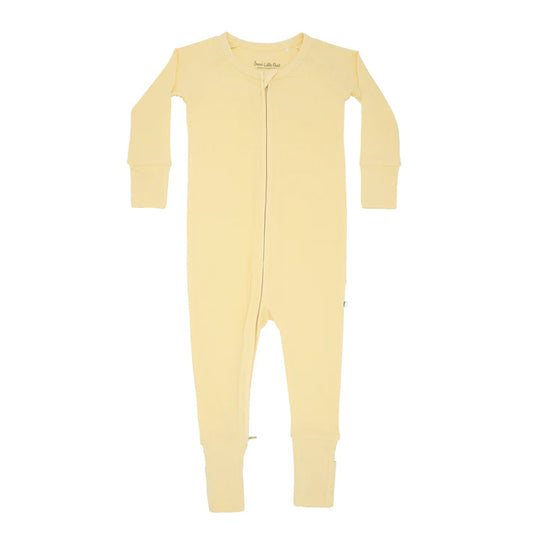 Bamboo Sleeper w/ Fold-Over Feet  | Lemon Yellow (Small Ribbed)