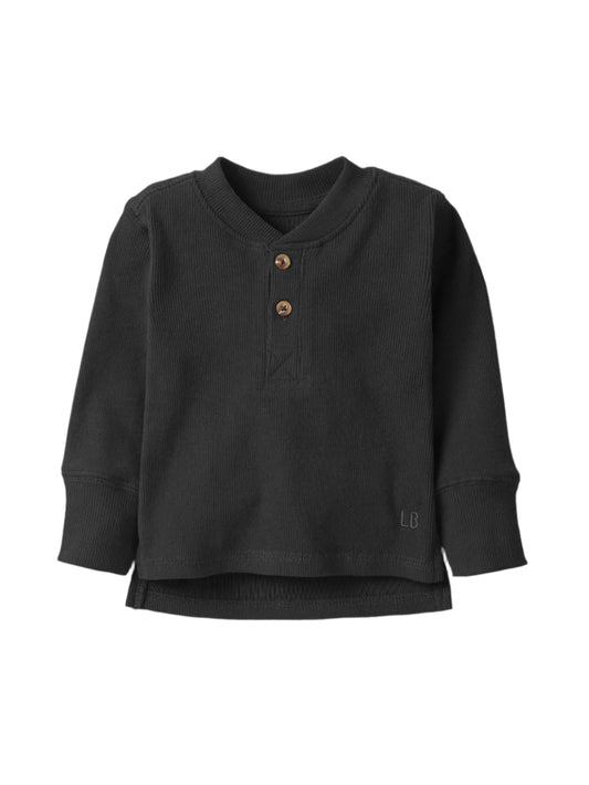 Ribbed Henley | Black