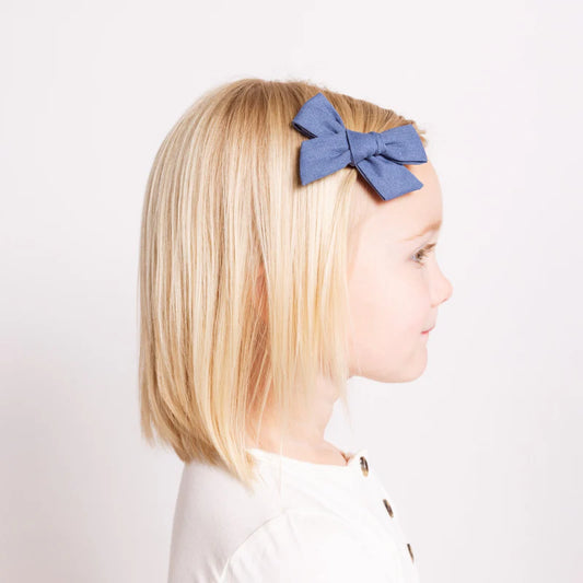 Linen Bow Hair Clip | Cadet