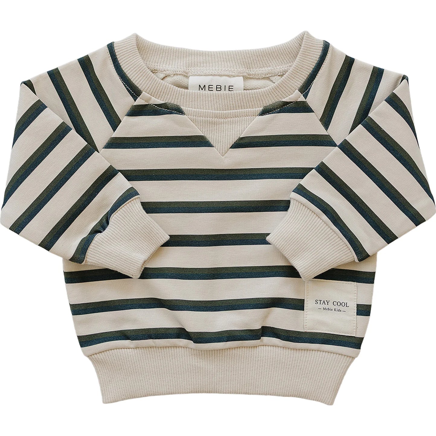 Stay Cool Striped Crewneck | Navy + Heather Grey