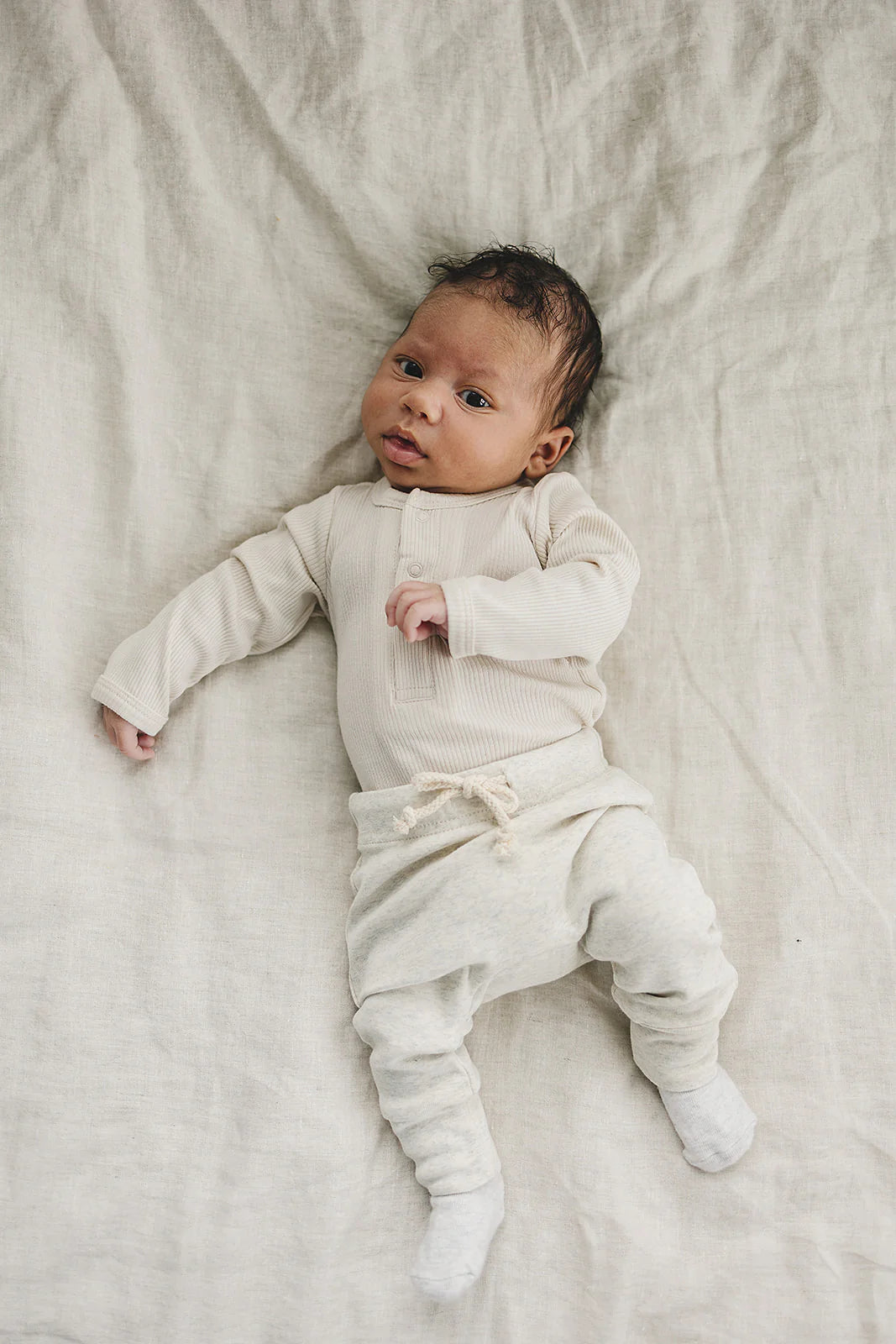 Organic Cotton Long Sleeve Ribbed Bodysuit | Vanilla