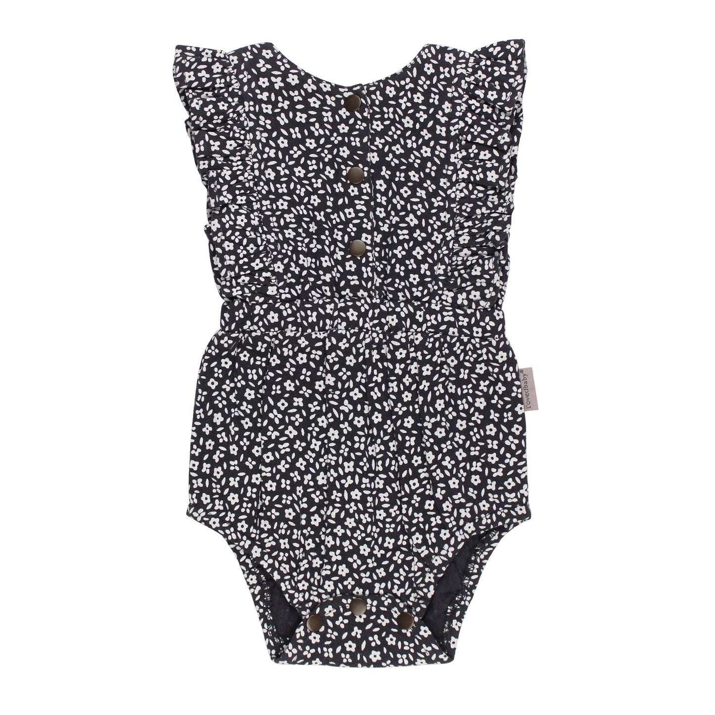 Organic Muslin Ruffle Bodysuit | Navy Floral